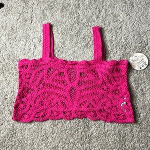 46 💘Pink crocheted crop top